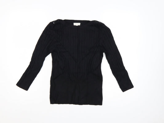 Monsoon Women's Black Knit Pullover Jumper Size M Boat Neck