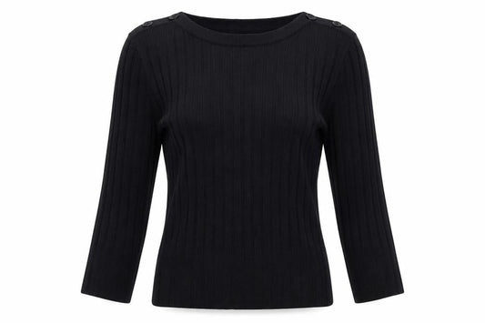 Monsoon Women's Black Knit Pullover Jumper Size M Boat Neck
