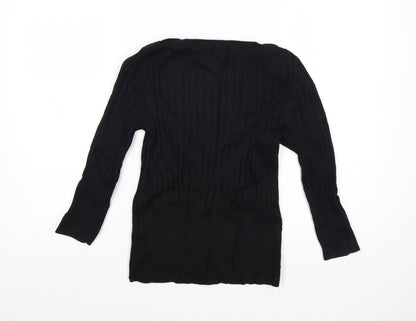Monsoon Women's Black Knit Pullover Jumper Size M Boat Neck