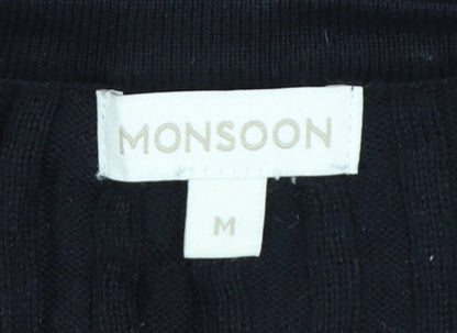 Monsoon Women's Black Knit Pullover Jumper Size M Boat Neck