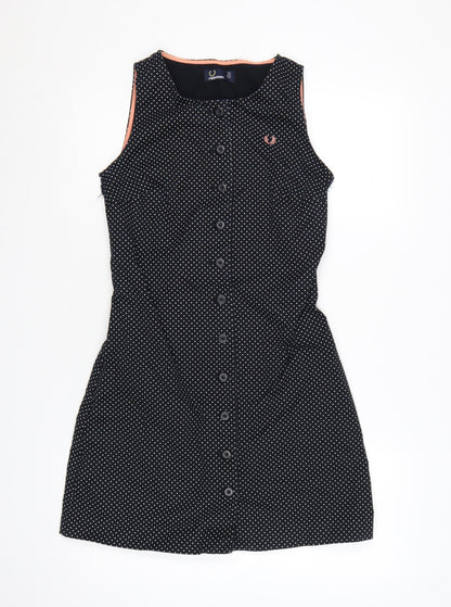 Fred Perry Women’s Black Polka Dot Sleeveless Shirt Dress UK 8