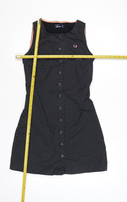Fred Perry Women’s Black Polka Dot Sleeveless Shirt Dress UK 8