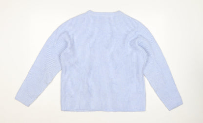 Marks and Spencer Women Blue Knit Crew Neck Pullover Jumper M