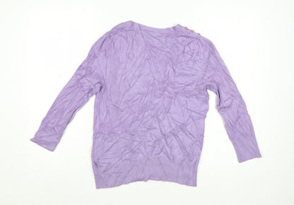 Wallis Women's Purple V-Neck Long Sleeve Button Cardigan Size 12