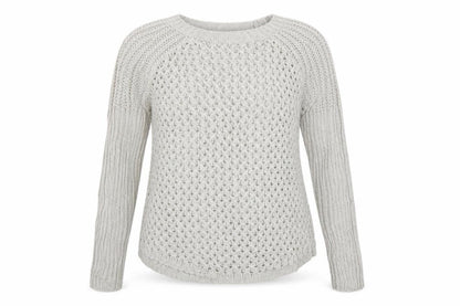 Warehouse Women Grey Open-Knit Long Sleeve Jumper UK 8