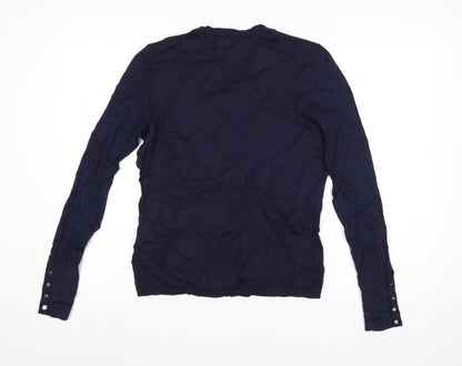 BOSS Womens Blue Merino Wool Crew Neck Long Sleeve Jumper M