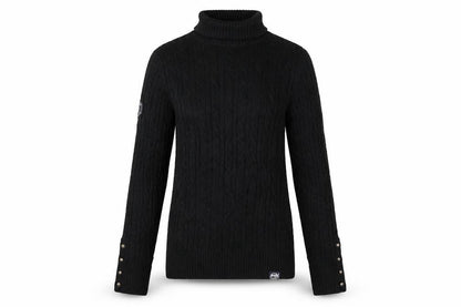 Superdry Women's Black Wool Blend Roll Neck Cable Knit Jumper Size 6