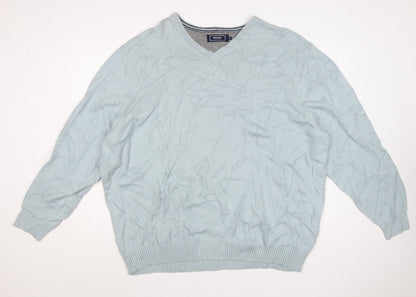 Maine New England Men's Blue Cotton V-Neck Jumper 3XL