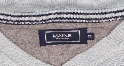 Maine New England Men's Blue Cotton V-Neck Jumper 3XL