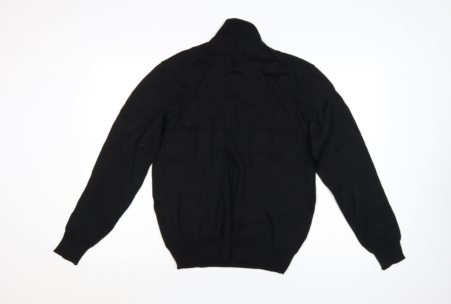 Marks and Spencer Men's Black Merino Henley Jumper M Tailored Fit