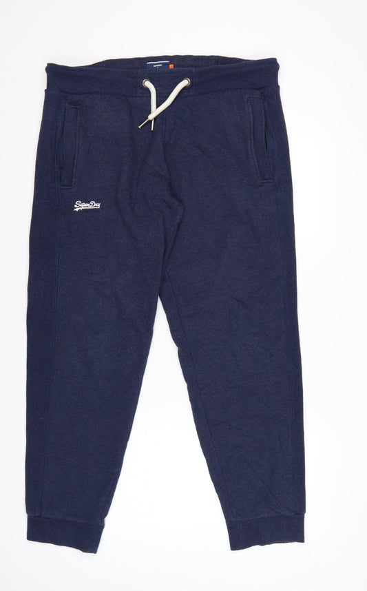Superdry Men's Blue Joggers XL Fleece Lined Elastic Waist Trousers