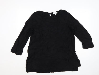 The White Company Women's Black Cotton 3/4 Sleeve Pullover Jumper Size 12