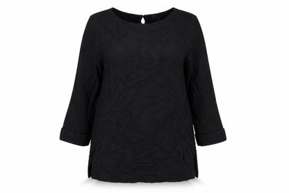 The White Company Women's Black Cotton 3/4 Sleeve Pullover Jumper Size 12
