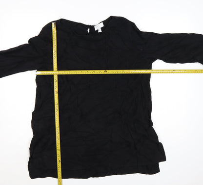 The White Company Women's Black Cotton 3/4 Sleeve Pullover Jumper Size 12