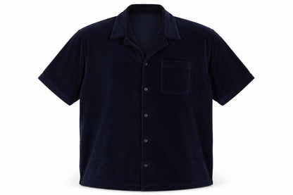 Marks and Spencer Men's Blue 3XL Regular Fit Velvet Button-Up Shirt