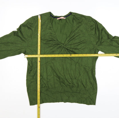 John Lewis Women's Green V-Neck 3/4 Sleeve Pullover Jumper Size 18