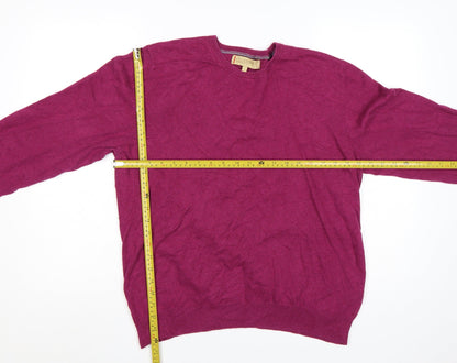 Marks and Spencer Men's Pink Wool Cashmere Crew Neck Jumper L
