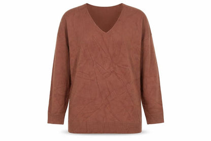 Next Women Brown V-Neck Knit Pullover Jumper Size L