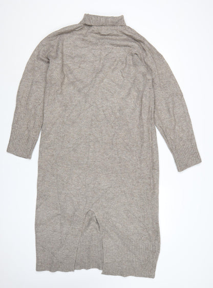 New Look Women Beige Knit Roll Neck Jumper Dress Size M
