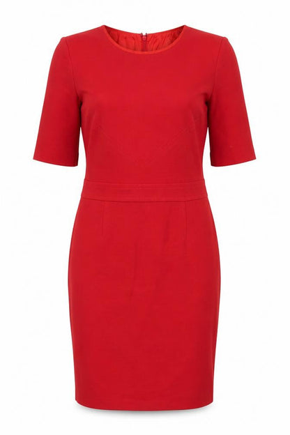 Hobbs Women Red Knee Length Wool Blend Sheath Dress Size 12