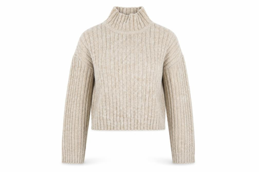 H&M Divided Women Beige XS Chunky Knit High Neck Jumper