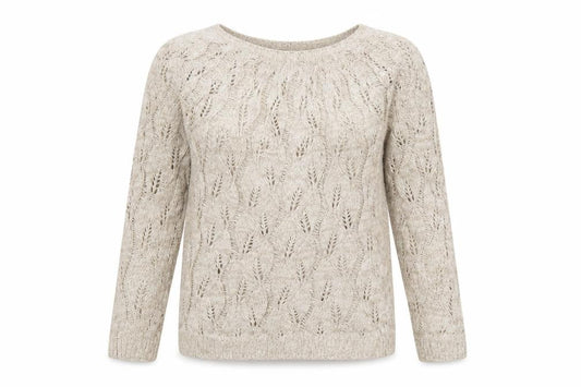 Boohoo Women Beige Open-Knit Cotton Acrylic Jumper Size M