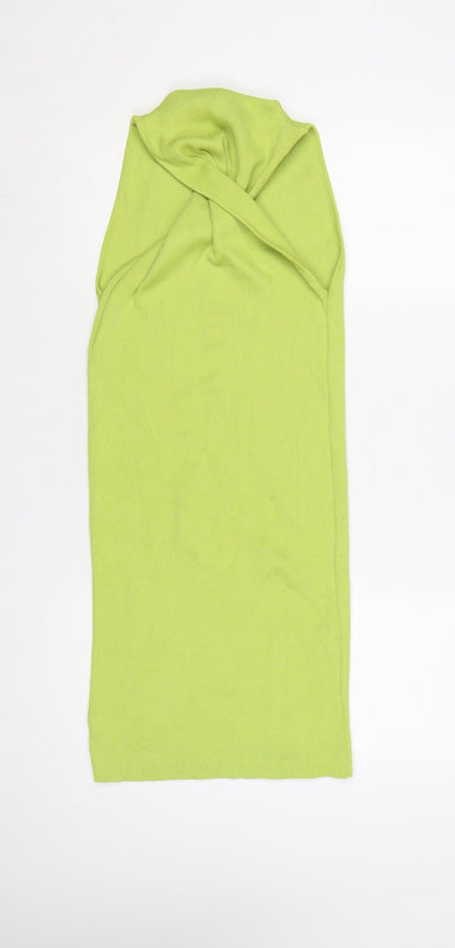 Boohoo Women’s Green Sleeveless Halter Bodycon Knit Dress Size M