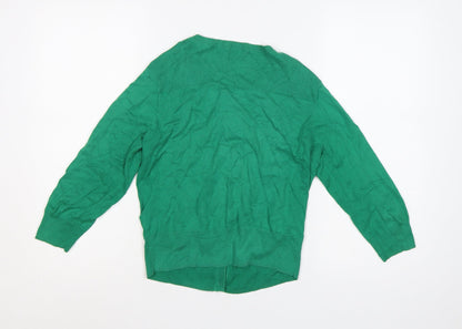 Hobbs Women Green Cotton Button Cardigan Size 12