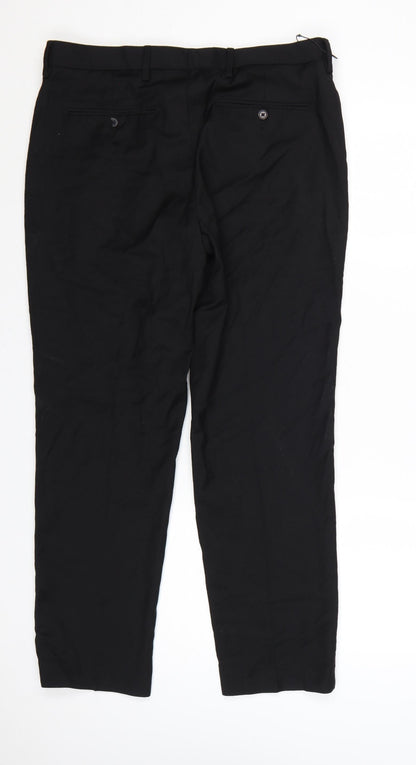 Marks and Spencer Men's Black Wool Blend Formal Dress Trousers 34W 29L