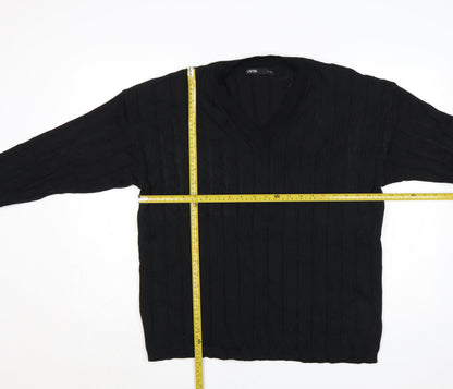 Lama Women's Black Polyester V-Neck Knit Pullover Jumper Size M