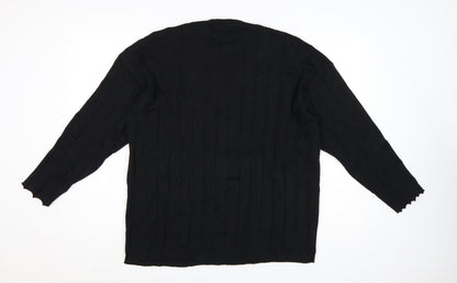 Lama Women's Black Polyester V-Neck Knit Pullover Jumper Size M