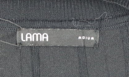 Lama Women's Black Polyester V-Neck Knit Pullover Jumper Size M