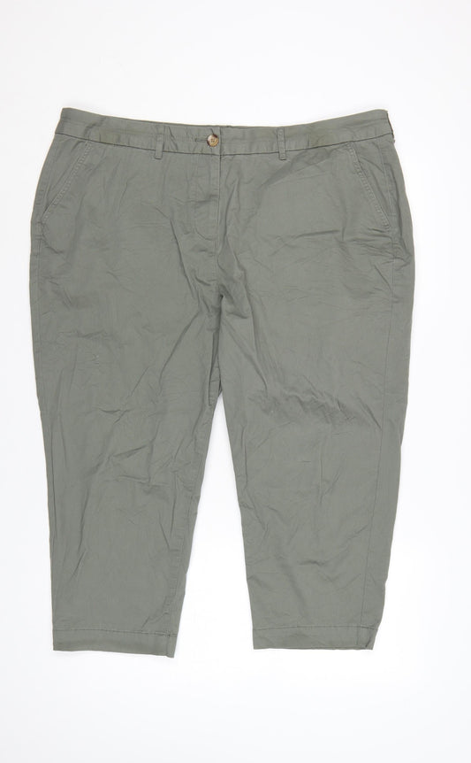Bonmarché Women’s Green Cotton Capri Trousers Size 20