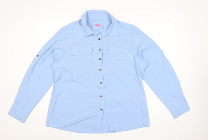33,000ft Women's Blue Long Sleeve Button-Up Shirt UK 16