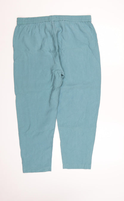 Marks and Spencer Women Blue Cropped Tapered Trousers Size 18