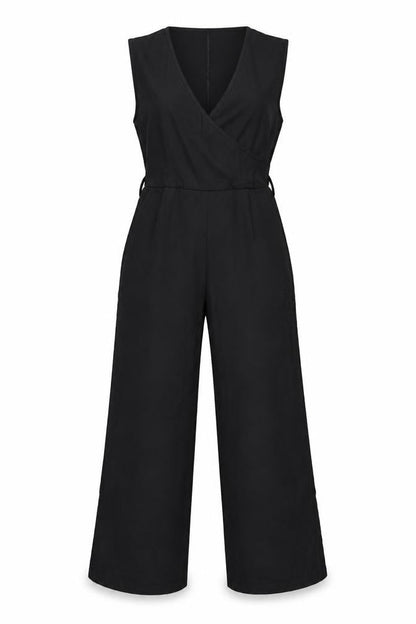 Unique21 Women Black Sleeveless Wide-Leg Jumpsuit Size 12