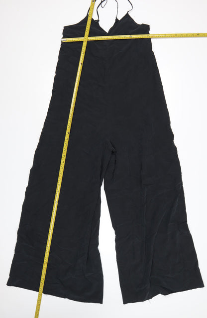 Zara Women Black Wide-Leg Strappy Jumpsuit Size S Lightweight