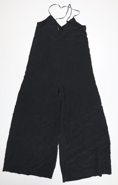 Zara Women Black Wide-Leg Strappy Jumpsuit Size S Lightweight