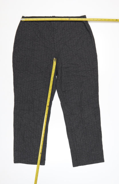 Marks and Spencer Womens Grey Herringbone Knit Trousers Size 16