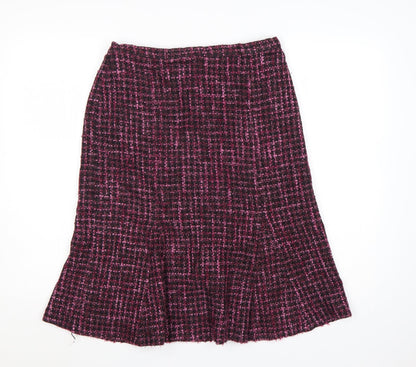 Debenhams Women Purple A-Line Tweed Skirt Size 12 Wool Blend