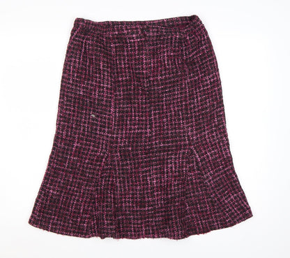 Debenhams Women Purple A-Line Tweed Skirt Size 12 Wool Blend