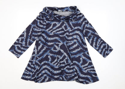 Roman Women’s Blue Abstract Cowl Neck Tunic Top Size 12