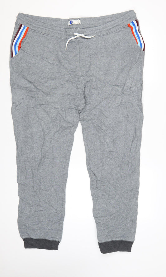 Boden Men's Grey Cotton Jogger Trousers XL Comfortable Casual