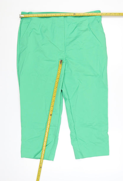 Marks and Spencer Women's Green Cotton Stretch Capri Trousers Size 18