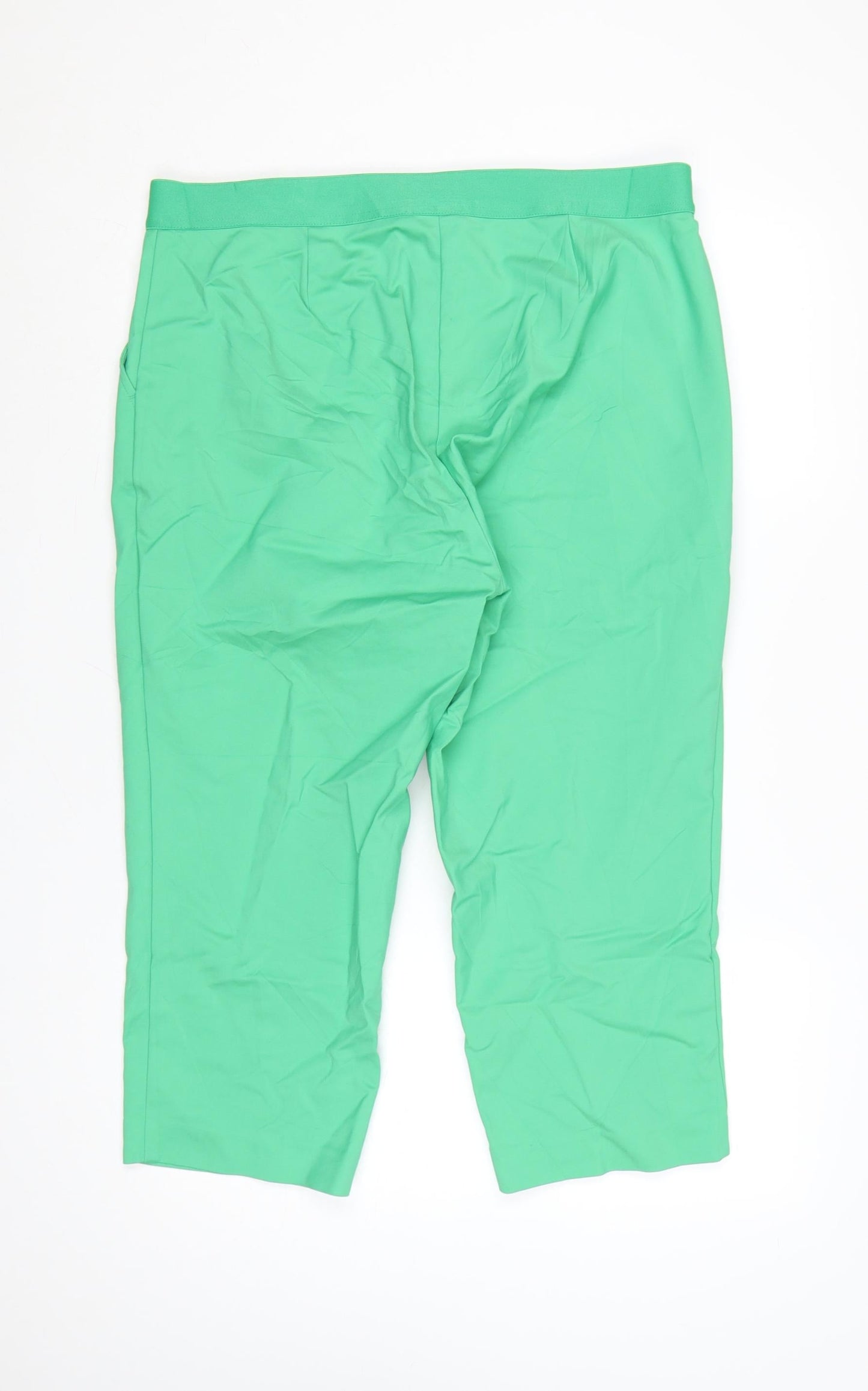Marks and Spencer Women's Green Cotton Stretch Capri Trousers Size 18