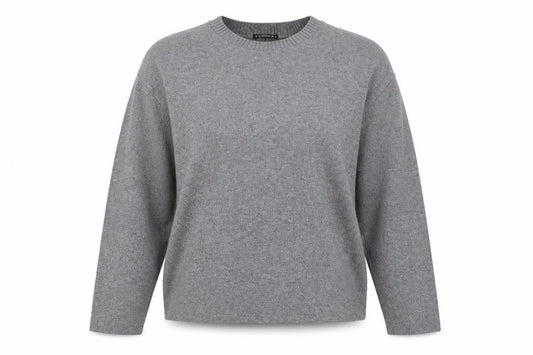 Stradivarius Women’s Grey Cotton Blend Crew Neck Jumper Size L