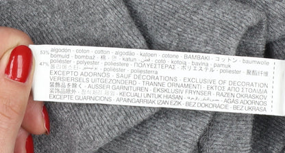 Stradivarius Women’s Grey Cotton Blend Crew Neck Jumper Size L