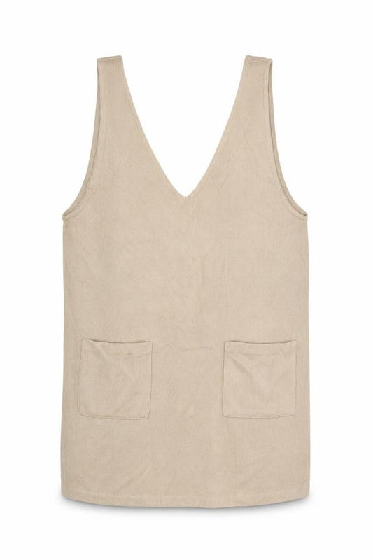 Front view of ASOS DESIGN Women Beige, size 6, Pinafore Dress with Pockets