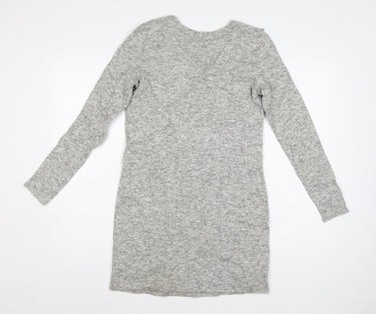 Next Women’s Grey Long Sleeve Ruffle Knit Sweater Dress Size 8