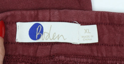 Boden Men Red XL Cotton Jogger Trousers with Stripe Detail